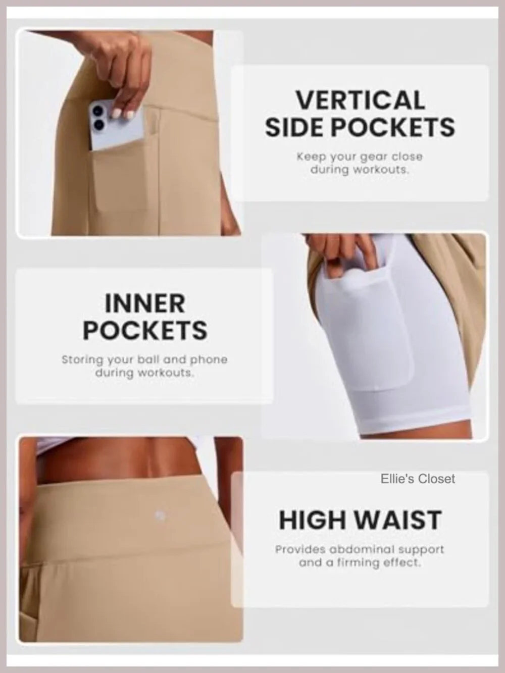 UPF 50+ High Waisted Knee Length Skort with 4 Pockets for Golf Tennis Pickleball